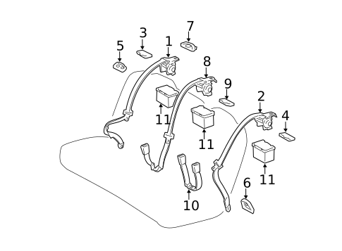 Rear Seat Belts for 2012 Toyota Avalon #0