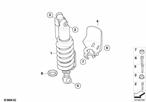 Spring Strut, Mounted Parts for 2005 BMW-Motorrad R 1200 S #0