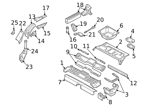 Rear Floor & Rails for 1999 Audi A8 Quattro #0