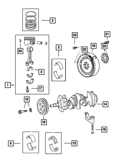 Crankshaft, Piston and Drive Plate for 2003 Chrysler Sebring #0