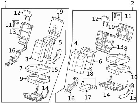 Rear Seat Components for 2008 Saturn Vue #0