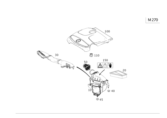 270090010064 - Chassis Sheet Metal/Air Intake: Air Intake Hose for Mercedes-Benz: CLA250, GLA250 Image image