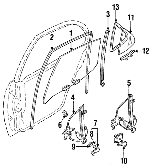 Glass - Rear Door for 1997 Nissan Altima #0
