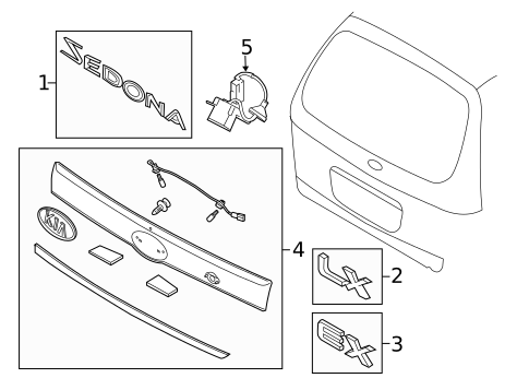 Exterior Trim - Lift Gate for 2014 Kia Sedona #0