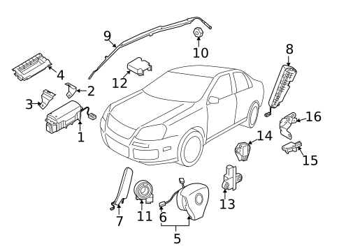 Air Bag Components for 2011 Volkswagen Golf #0