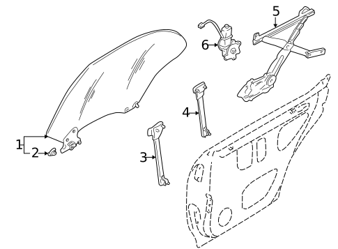 Glass - Rear Door for 2001 Subaru Forester #0