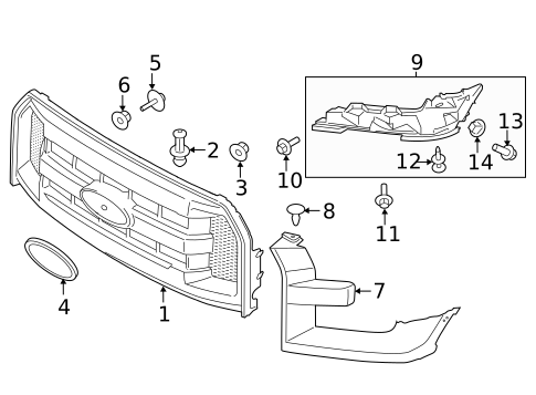 Grille & Components for 2015 Ford F-150 #1