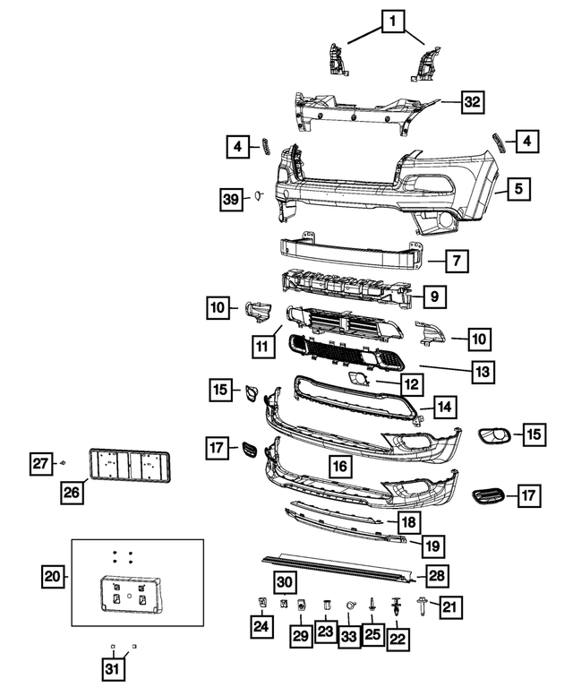 68102978AB - Frame, Bumper and Fascia: Front Bumper Beam for Mopar Image image
