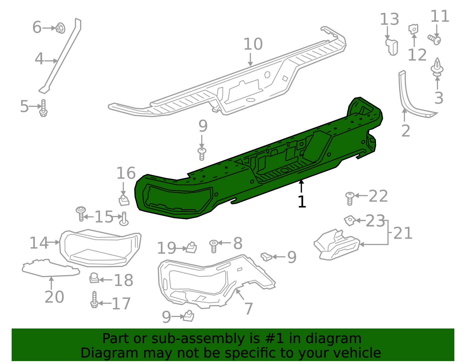 2019-2025 GM Primed Rear Bumper Impact Bar 84574363 | OEM