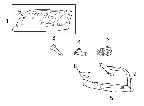 Headlamp Components for 2009 Mitsubishi Raider #0