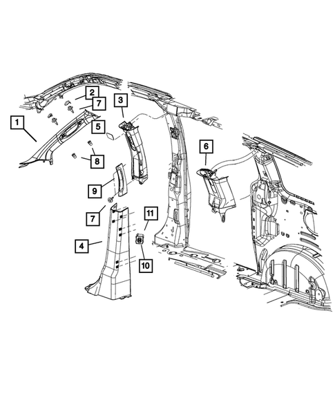 Panels-Moldings-Scuff Plates, Pillar, Cowl, 1/4 Panel Trim and Cargo Covers for 2008 Dodge Grand Caravan #1