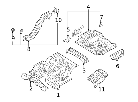 Rear Floor & Rails for 1997 Mazda Millenia #0