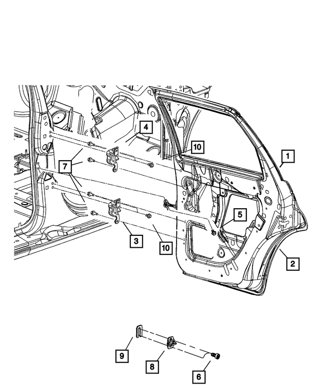 « 5015897AF – Doors, Door Mirrors and Related Parts : Arrière Porte, Côté Gauche pour Mopar Image »