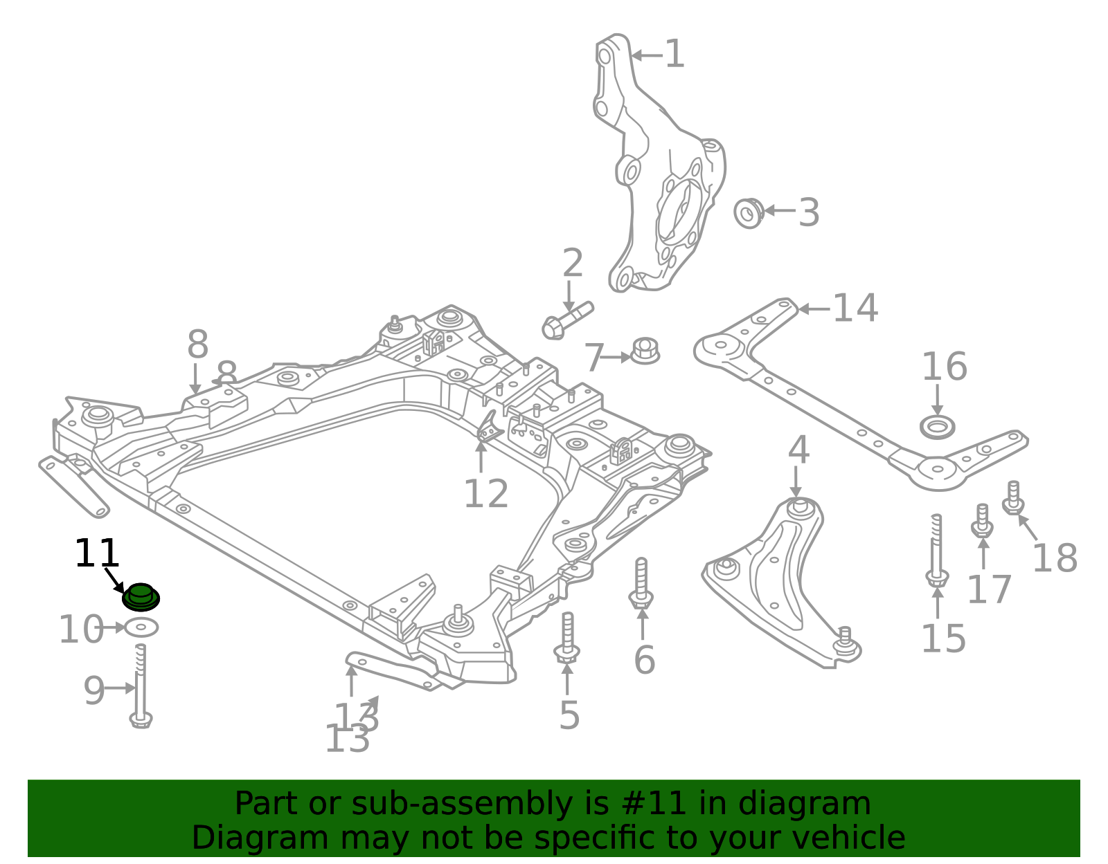 Genuine Suspension Sub-Frame Cross-Member Grommet - 54464-3NF0B