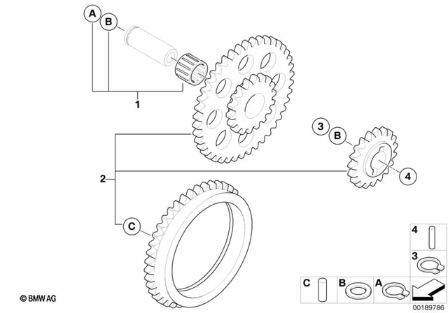 11417715458 - Engine: Set, Mounting Hardware, Oil Pump Gears -  for BMW-Motorrad Image