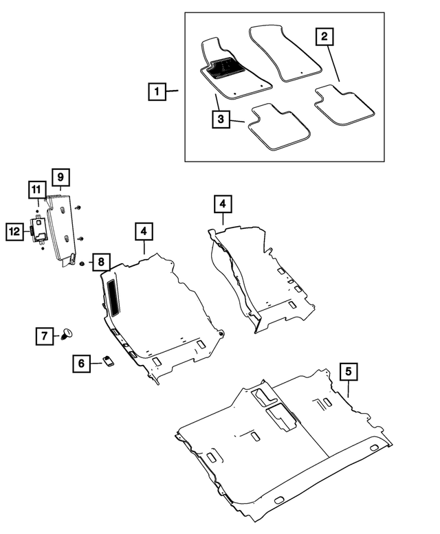 7BX08DX9AA - Interior Trim: Front &amp; Rear Mat Kit for Mopar Image
