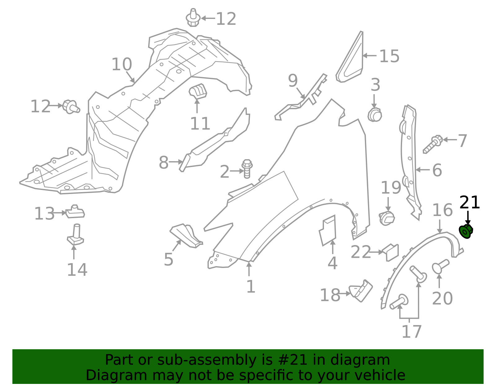76881-JG00A - Wheel Opening Molding Grommet 2014-2025 Nissan