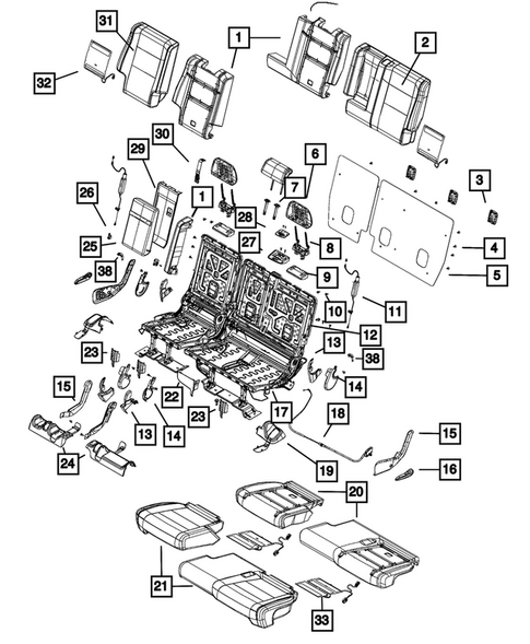 Rear Seats - Second Row for 2015 Jeep Grand Cherokee #8