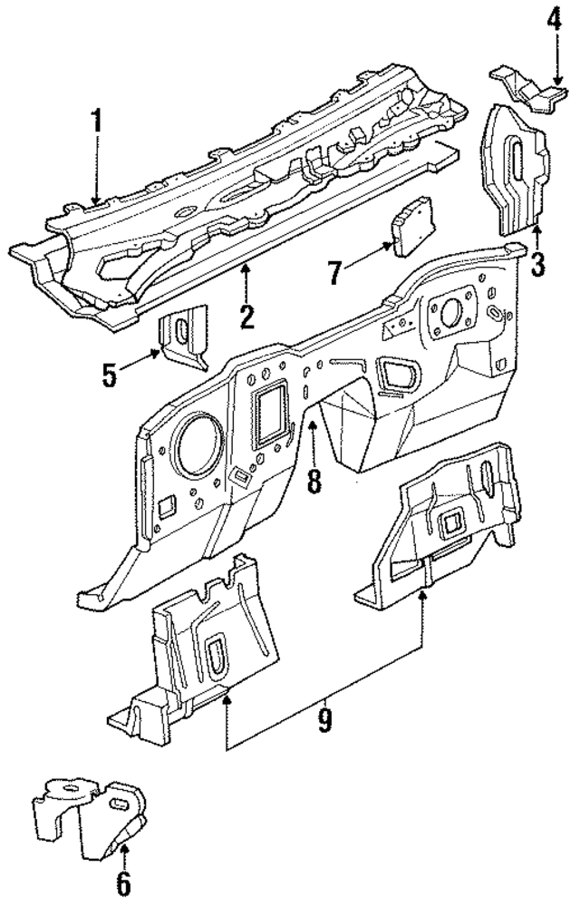 D9AZ5402012A - Body: Cowl Top Panel for Ford: Country Squire, LTD, LTD Crown Victoria | Lincoln: Continental, Town Car | Mercury: Colony Park, Grand Marquis, Marquis Image