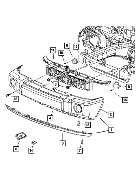 Front Bumper and Fascia for 2008 Jeep Commander #0