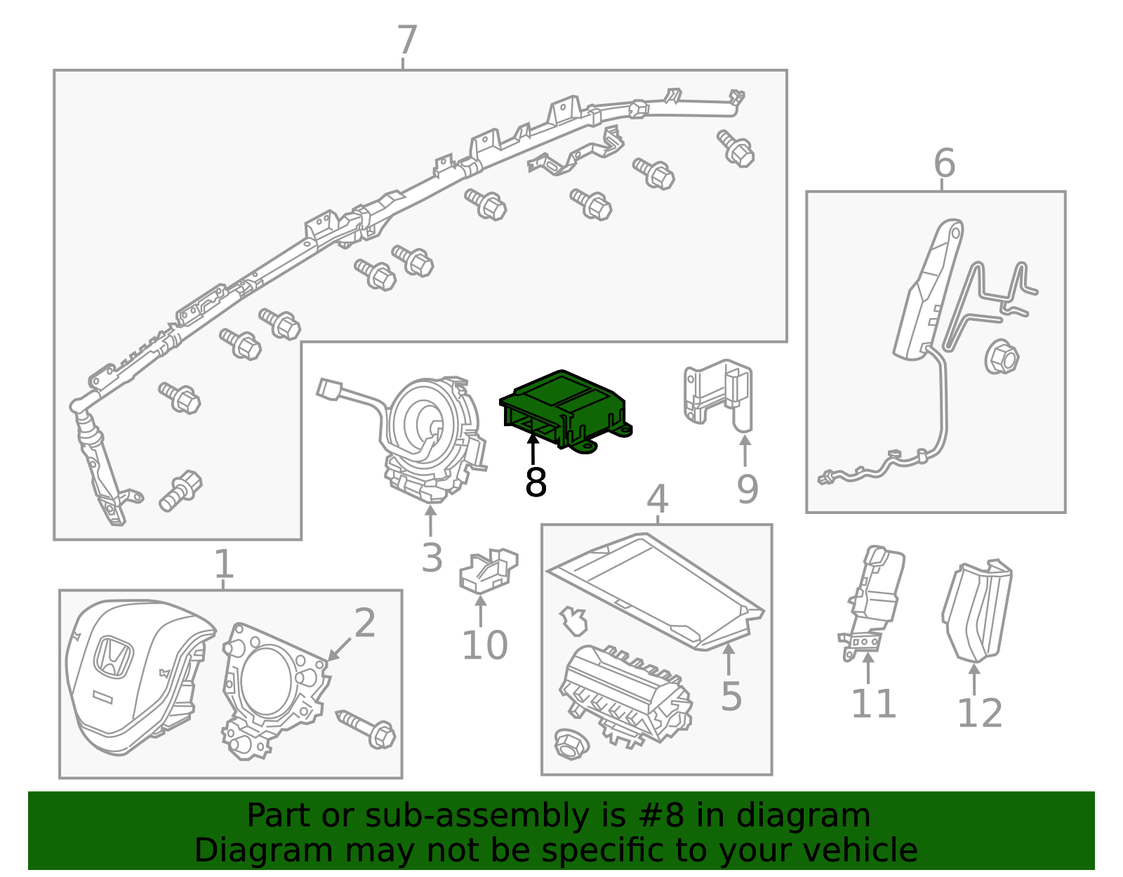 77960-TS8-A12 - SRS Unit (Rewritable) - 2013-2015 Honda Civic