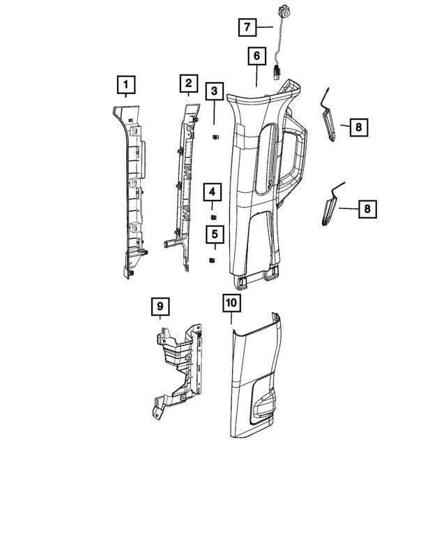 7ET25TX7AB - : B Pillar Upper Trim Panel, Left for Mopar Image