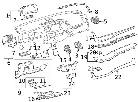 Instrument Panel Components for 2015 Toyota Highlander #0