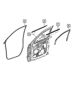 55399209AB - Doors, Door Mirrors and Related Parts: Front Door Belt Inner Weatherstrip, Left for Dodge: Durango | Jeep: Grand Cherokee, Grand Cherokee WK Image