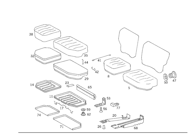 1249200422 - Rear Seat Bench: Seat Cushion Frame for Mercedes-Benz Image image