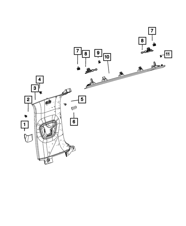 6LF50WA6AA - Interior Trim: C Pillar Molding, Right for Mopar Image