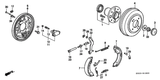 Rear Brake (Drum) (1) for 1997 Honda Civic #0