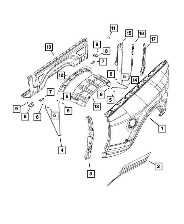 68044432AA - Body Sheet Metal Except Doors: Box Side Brace, Right for Mopar Image image
