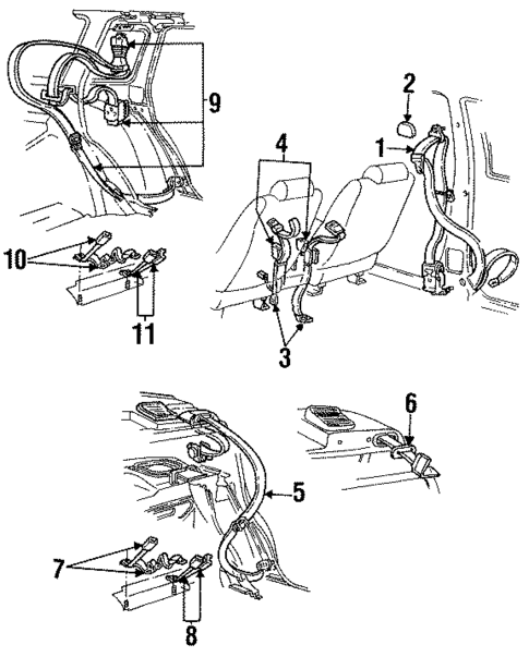 Rear Seat Belts for 1994 Mercury Sable #0