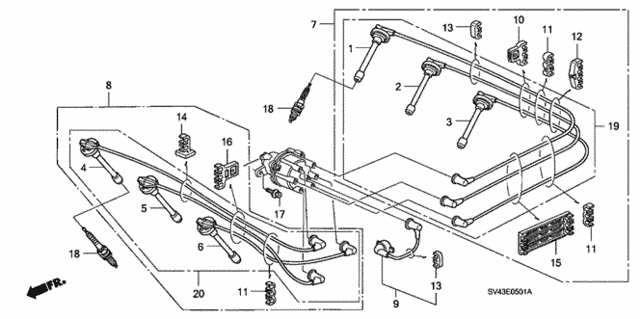 High Tension Cord - Spark Plug (V6) for 1995 Honda Accord #0