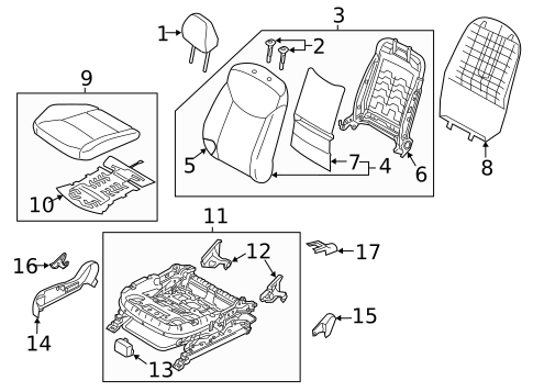 Passenger Seat Components for 2015 Hyundai Elantra #1