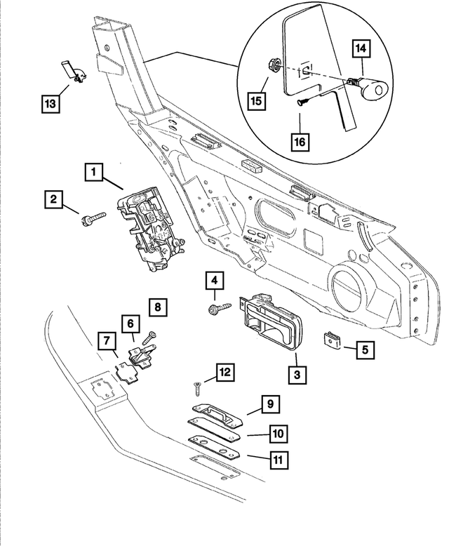 4643067AB - : Door Lock Striker Spacer, Left for Mopar Image
