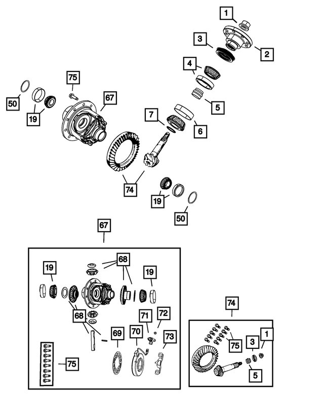 68400363AA - Front Axle; Dana 210 MM; Differential and Drive Line: Drive Pinion Bearing Kit for Mopar Image