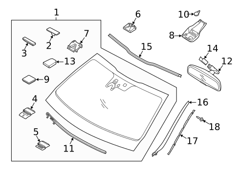 Glass - Windshield for 2018 Kia Cadenza #0