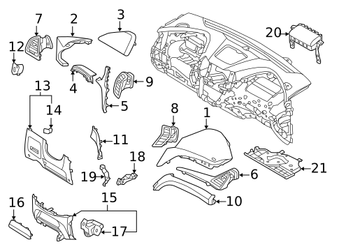 Instrument Panel Components for 2015 Hyundai Santa Fe Sport #0