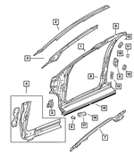 5018519AC - Body Sheet Metal Except Doors: Body Side Aperture Front Panel Package, Left for Chrysler: Town &amp; Country, Voyager | Dodge: Caravan, Grand Caravan Image