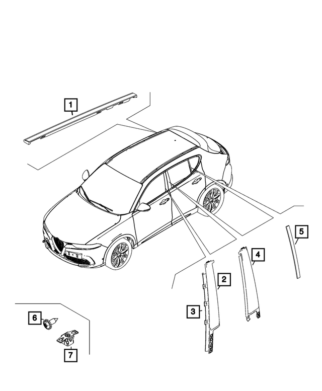 7MS86TZZAA - Exterior Ornamentation: Roof Molding, Left for Mopar Image