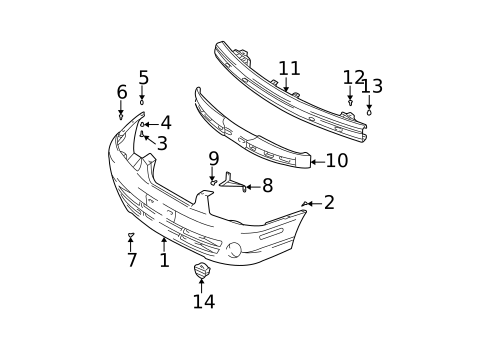 Bumper & Components - Front for 2001 Hyundai Elantra #0