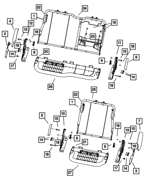 Rear Seats - Second Row Adjusters, Recliners, Shields and Risers for 2011 Ram 3500 #0