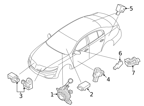 Air Bag Components for 2009 Lincoln MKS #1