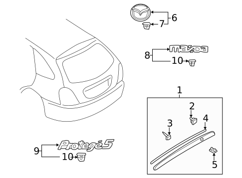 Exterior Trim - Lift Gate for 2003 Mazda Protege5 #0