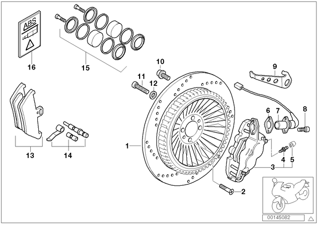 34522333490 - : Rotational-Speed Sensor, Rear for BMW-Motorrad Image