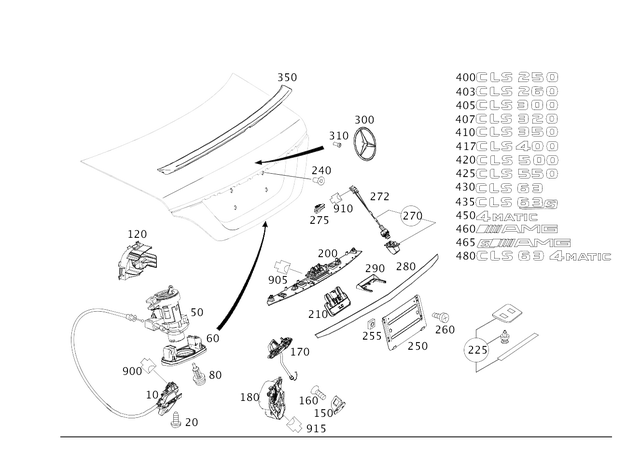 2047500185 - Trunk Lid: Lock for Mercedes-Benz: C250, C300, C350, C63 AMG, CLS550, CLS63 AMG, CLS63 AMG S, E250, E350, E400, E550, E63 AMG, SLK250, SLK350, SLK55 AMG Image image