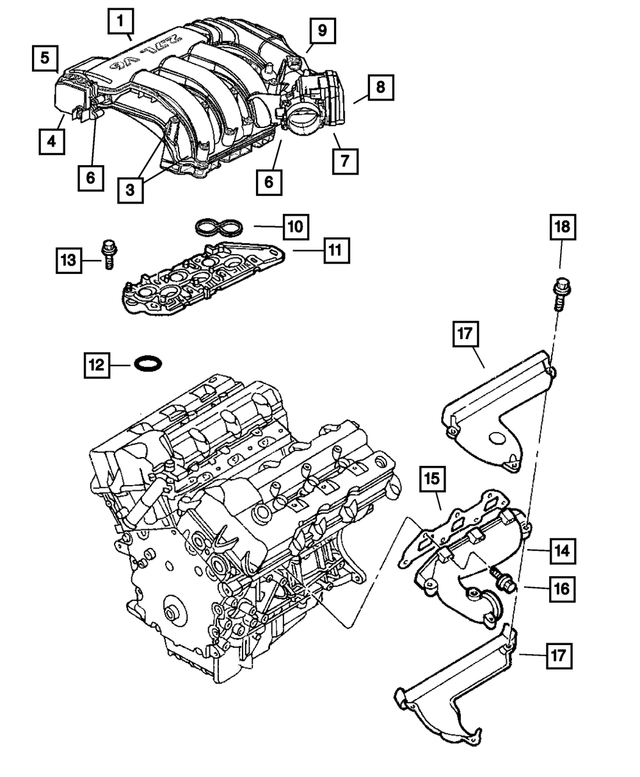 « 6509513AA – Engine 2.7L Six Cylinder : Tête Hexagonale Boulon Et Rondelle Conique, Montage pour Mopar Image »