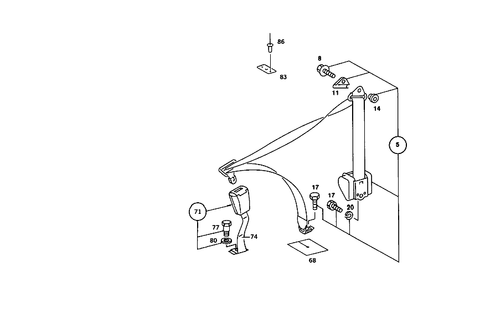 Rear Seat Safety Belt, Child Seat Mounting for 1986 Mercedes-Benz 190E #0