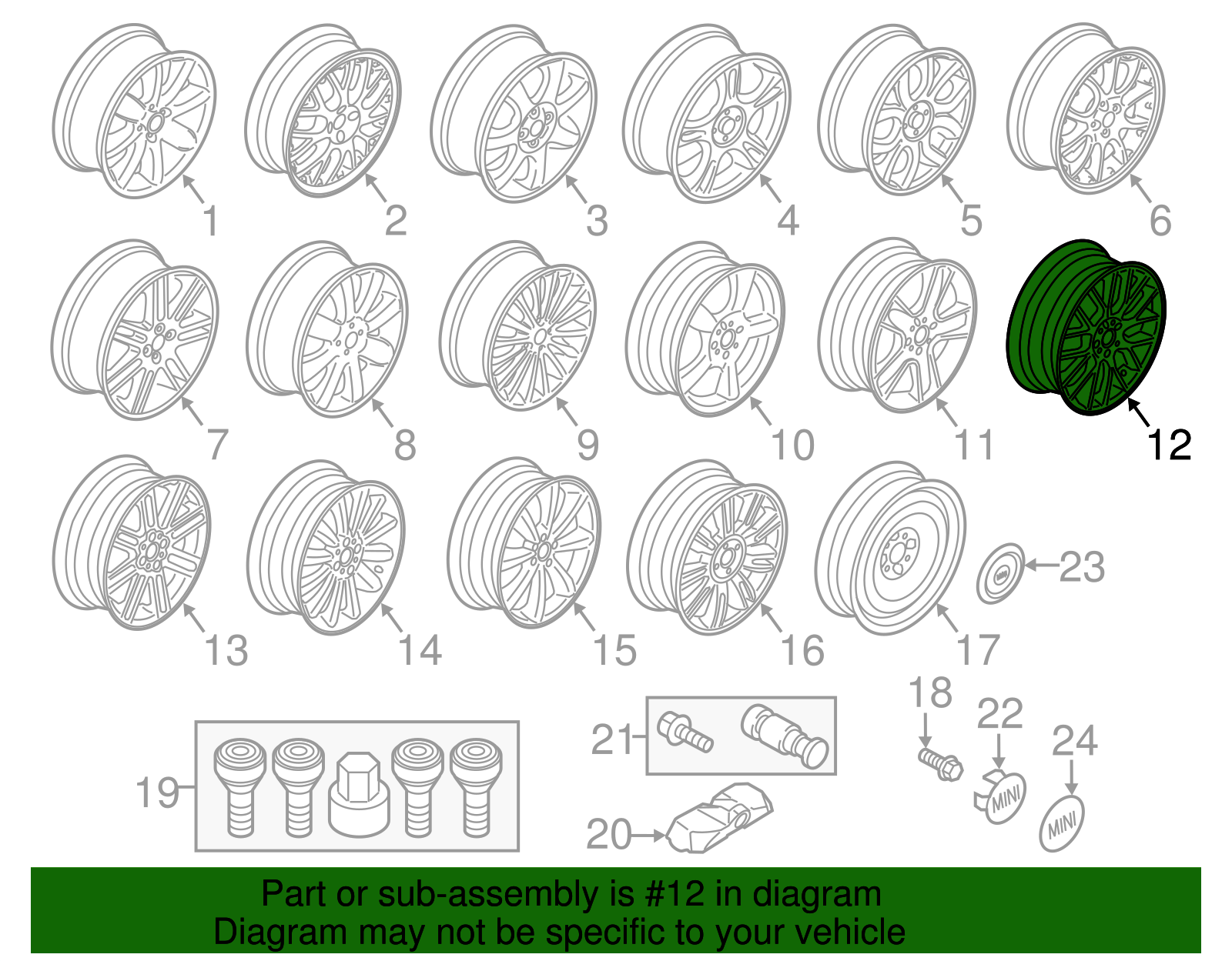 36-11-6-795-208 - JCW Challenge R112 Spoke Wheel, Alloy Black in color ...